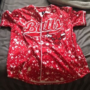 Chicago Bulls Baseball Jersey Splatter